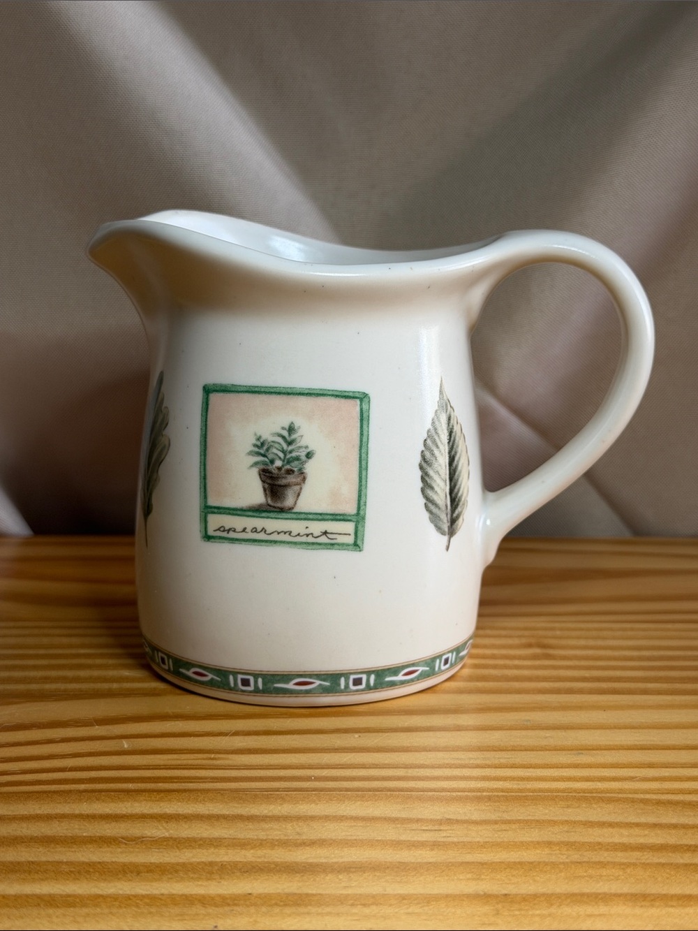 Vintage Pfaltzgraff Naturewood Creamer Pitcher Ceramic Herbal Botanical